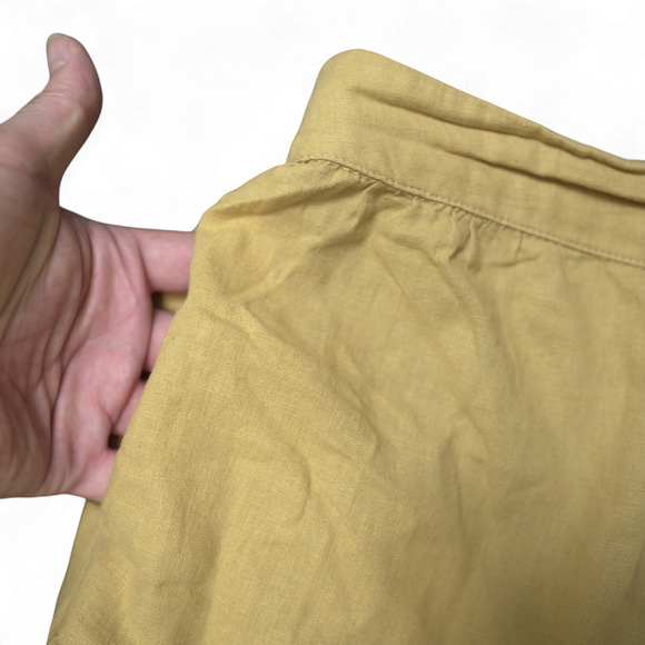 Matty M Tiered Midi Skirt Mustard Yellow Sz L Linen Blend Feminine Boho Pockets - Picture 4 of 9